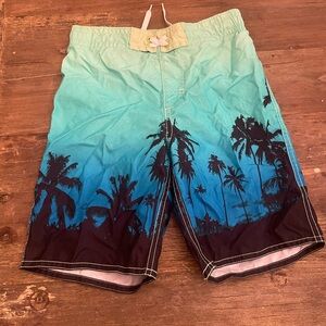 Old Navy Teal and Black Palm Tree Shorts